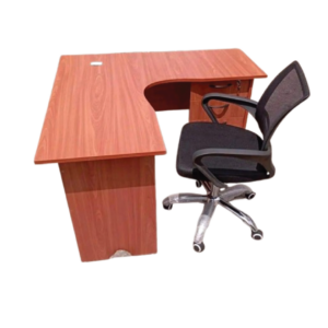 l-shaped desk and chair